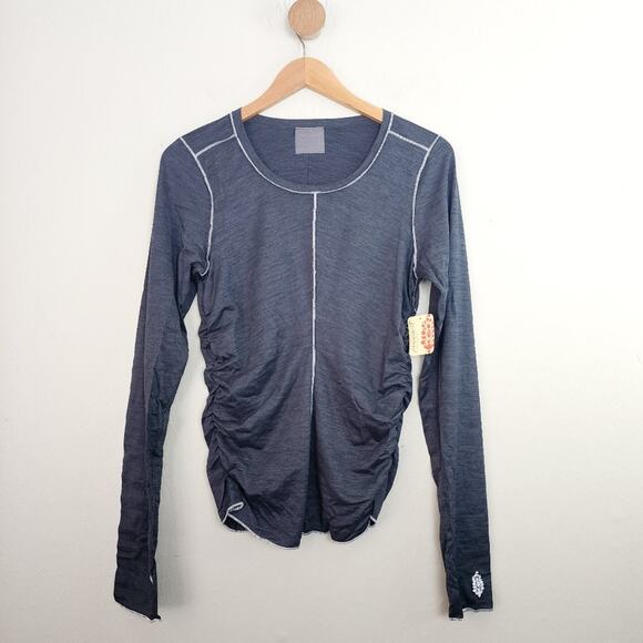 NEW Free People Hatch Maternity Right On Run Layer Long Sleeve T-Shirt Top Black - Picture 1 of 14